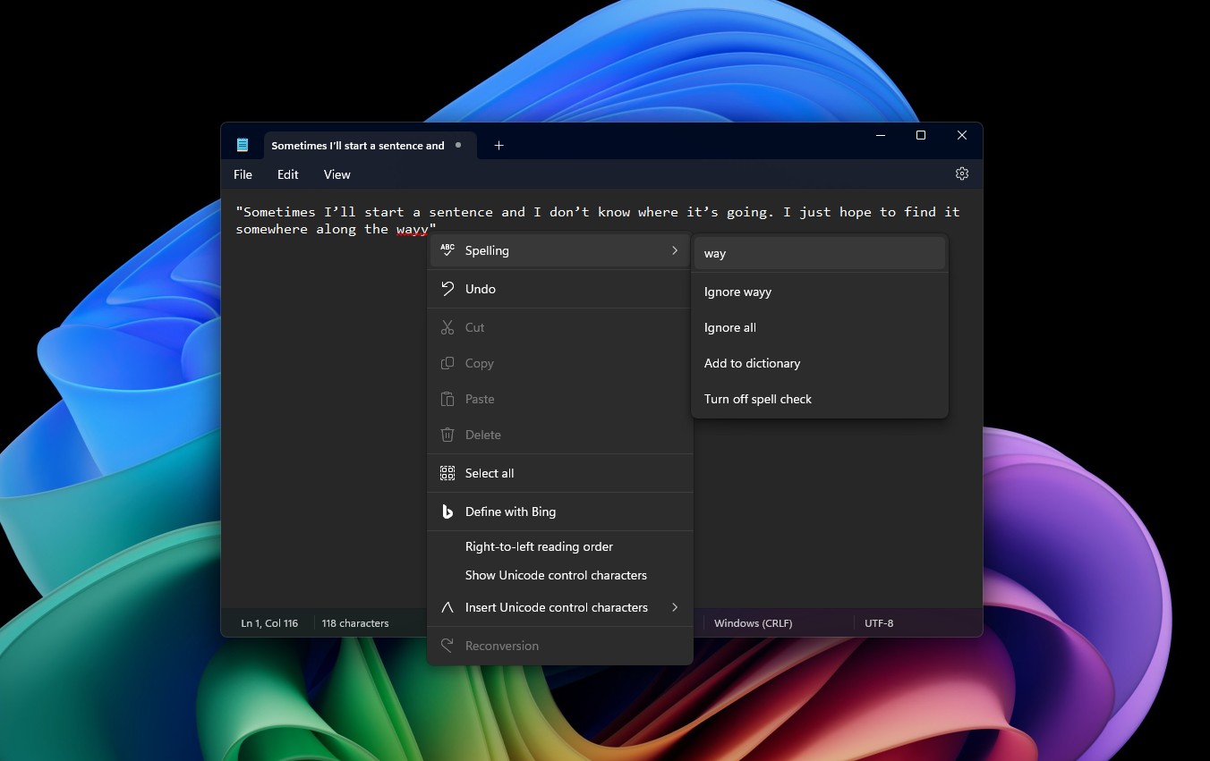 נמאס משגיעות? Notepad מקבל בדיקת איות מובנית | גיקטיים